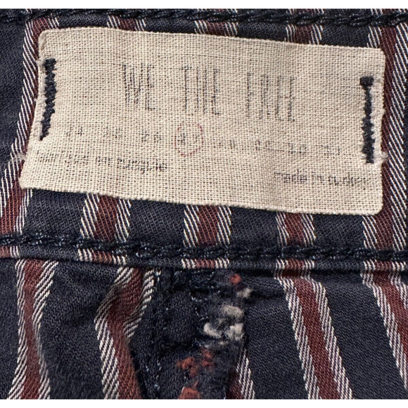 Free People Navy Blue Red White Striped Stretch Skinny Straight Jeggings Size 27 - Picture 7 of 8